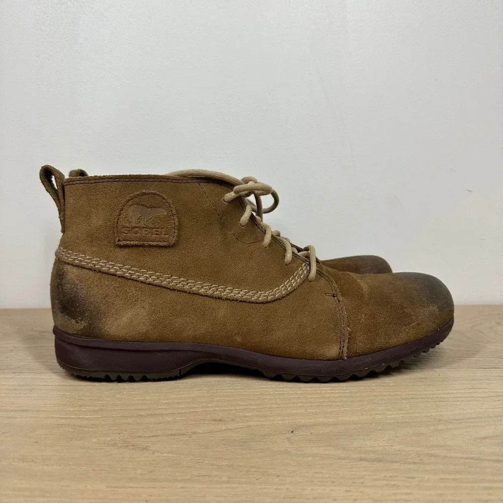 Sorel Chukka Boots Mens 10.5 Brown Leather Suede Lace Up Rugged Outdoor